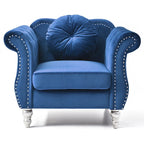 Fauteuil d'appoint capitonné en velours avec coussin rond - 39L x 35W x 34H