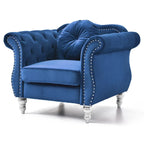 Fauteuil d'appoint capitonné en velours avec coussin rond - 39L x 35W x 34H