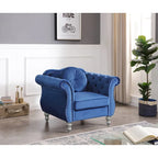 Fauteuil d'appoint capitonné en velours avec coussin rond - 39L x 35W x 34H
