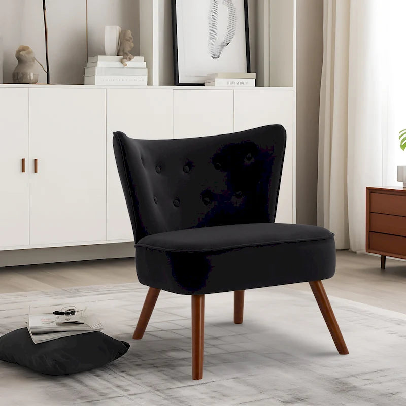 Tufted Velvet Accent Chair Upholstered Living Room Side Chair - 27.6 W x 28 D x 31.3 H