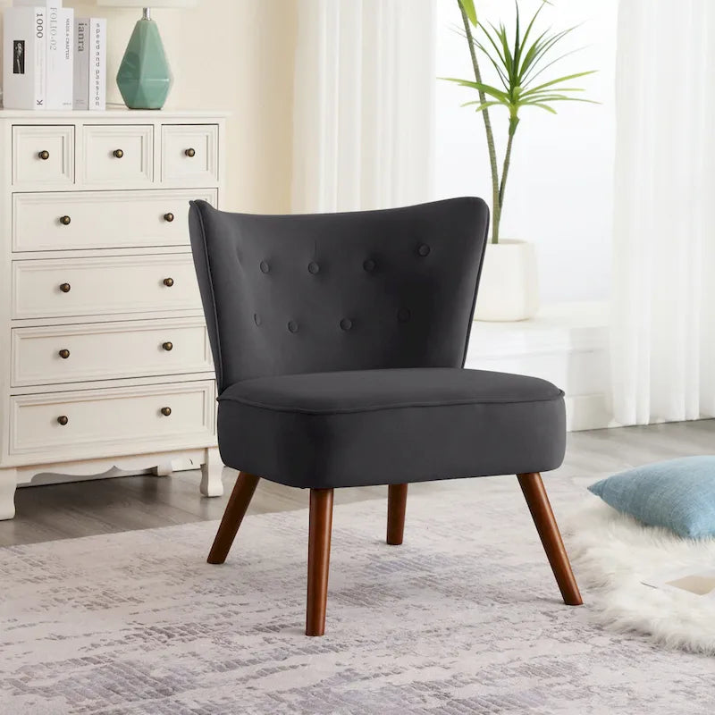 Tufted Velvet Accent Chair Upholstered Living Room Side Chair - 27.6 W x 28 D x 31.3 H