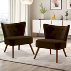 Fauteuil d'appoint en velours capitonné pour salon - 27,6 L x 28 P x 31,3 H