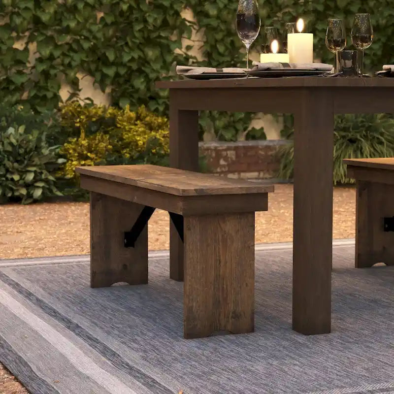 40 x 12 Antique Rustic Solid Pine Folding Farm Bench