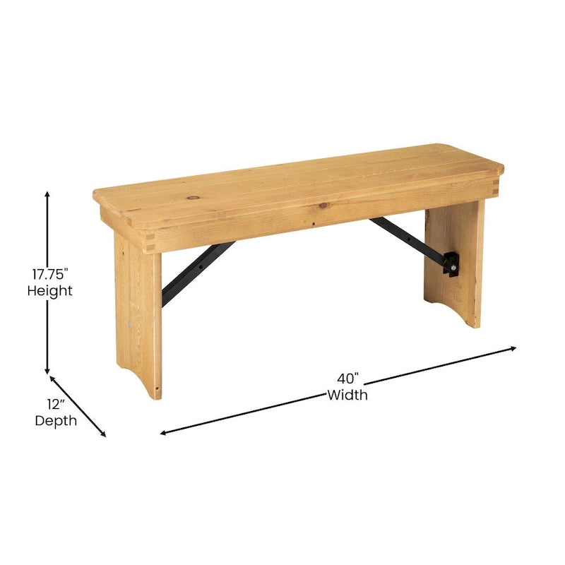 40 x 12 Antique Rustic Solid Pine Folding Farm Bench