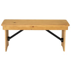 40 x 12 Antique Rustic Solid Pine Folding Farm Bench
