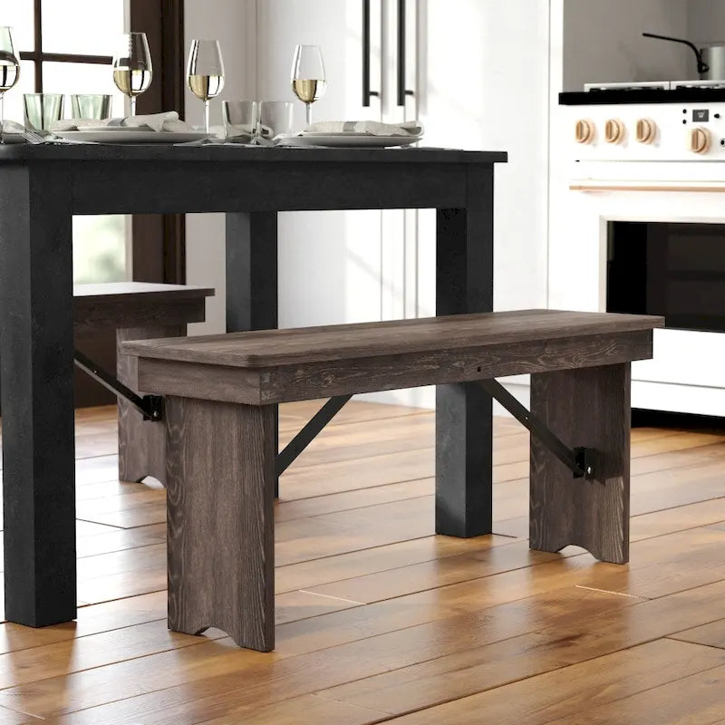 40 x 12 Antique Rustic Solid Pine Folding Farm Bench