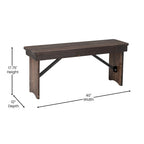 40 x 12 Antique Rustic Solid Pine Folding Farm Bench
