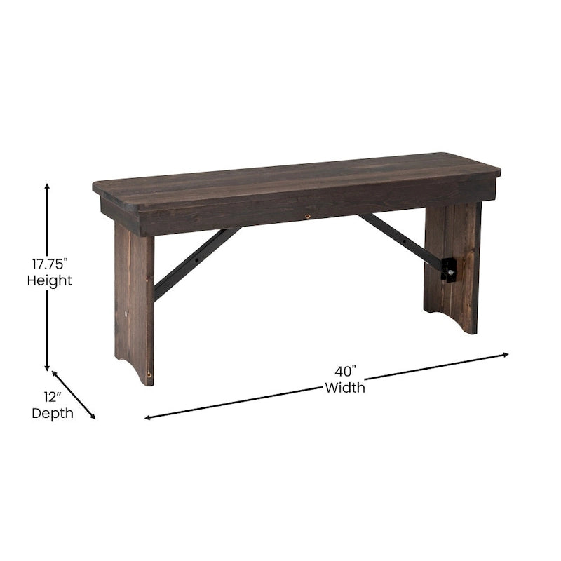 40 x 12 Antique Rustic Solid Pine Folding Farm Bench