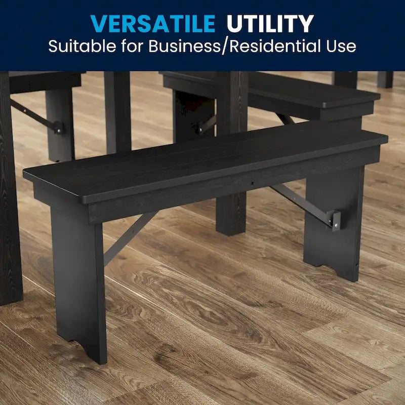 40 x 12 Antique Rustic Solid Pine Folding Farm Bench