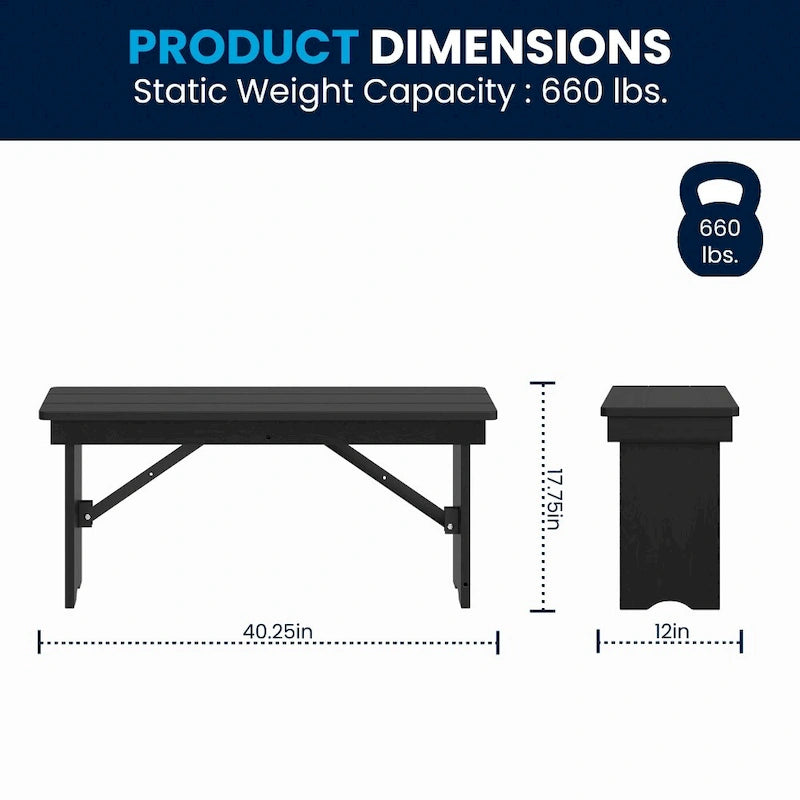 40 x 12 Antique Rustic Solid Pine Folding Farm Bench