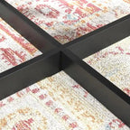 Solid Wood Contemporary Oval Coffee Table with Cross Metal Legs