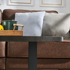 Solid Wood Contemporary Oval Coffee Table with Cross Metal Legs