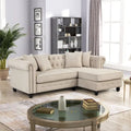 Button-Tufted Sofa Living Room Furniture Couches Linen