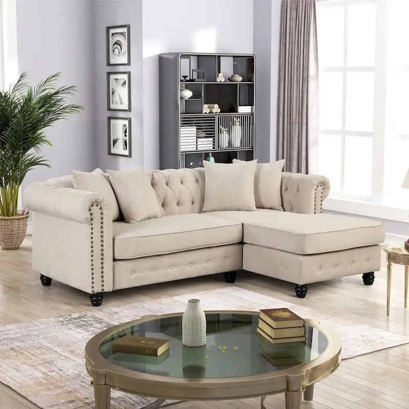  Chesterfield Sofa Living Room Furniture Couches Linen