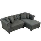 Button-Tufted Sofa Living Room Furniture Couches Linen