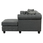 Button-Tufted Sofa Living Room Furniture Couches Linen