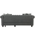 Button-Tufted Sofa Living Room Furniture Couches Linen