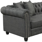 Button-Tufted Sofa Living Room Furniture Couches Linen