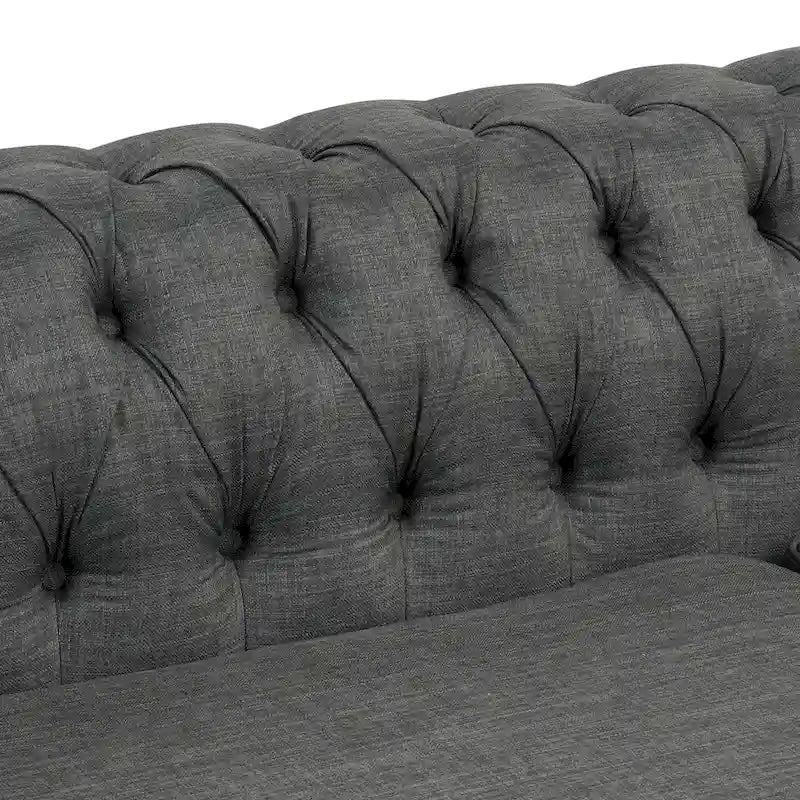 Button-Tufted Sofa Living Room Furniture Couches Linen