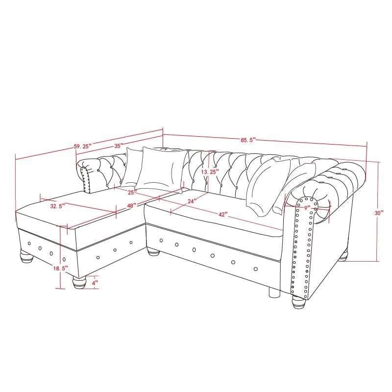 Button-Tufted Sofa Living Room Furniture Couches Linen