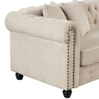 Button-Tufted Sofa Living Room Furniture Couches Linen