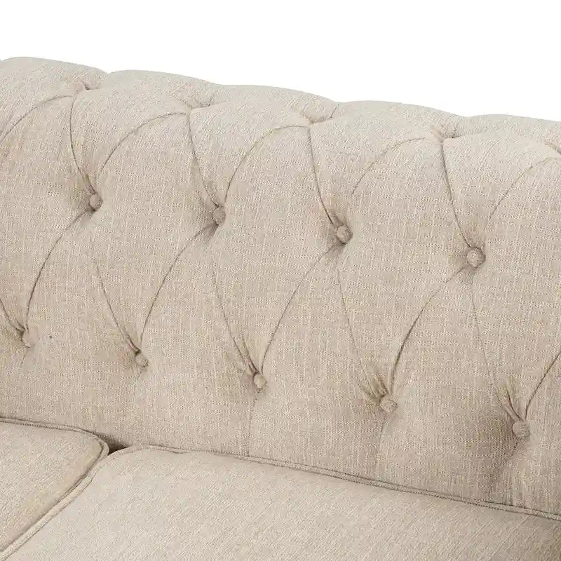 Button-Tufted Sofa Living Room Furniture Couches Linen