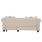 Button-Tufted Sofa Living Room Furniture Couches Linen
