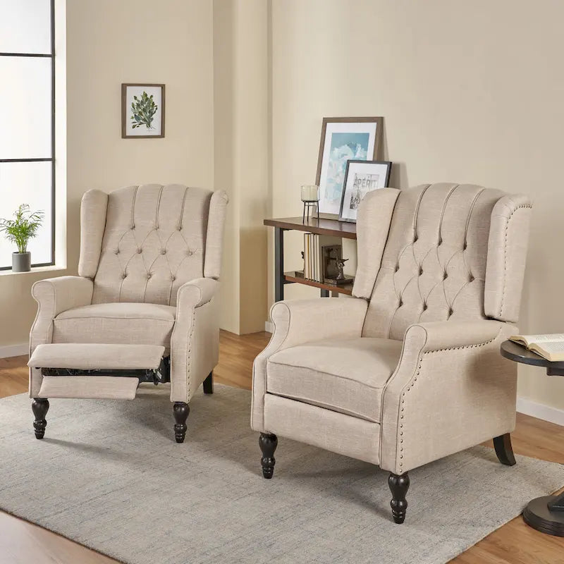 Walter Tufted Fabric Recliners (Set of 2) by 