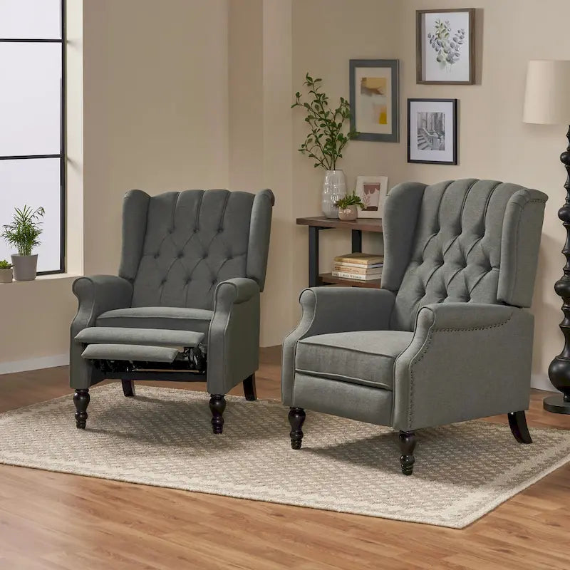 Fauteuils inclinables en tissu capitonné (lot de 2)