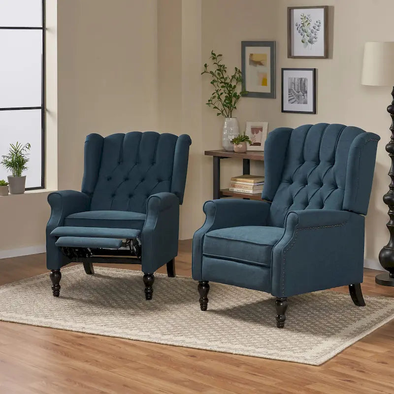 Fauteuils inclinables en tissu capitonné (lot de 2)