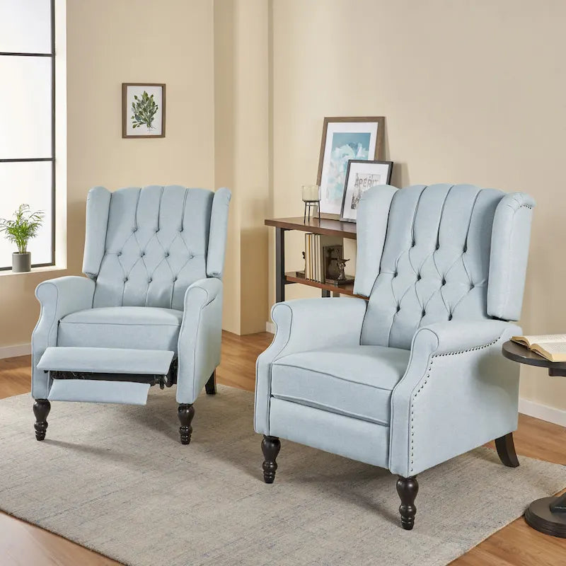 Fauteuils inclinables en tissu capitonné (lot de 2)