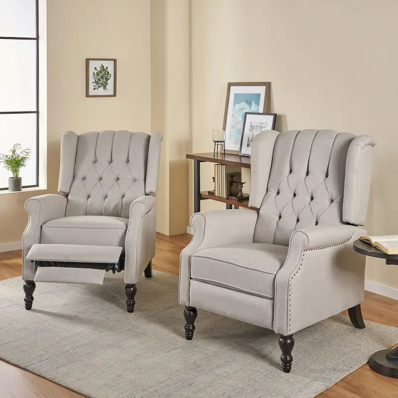 Fauteuils inclinables en tissu capitonné (lot de 2)