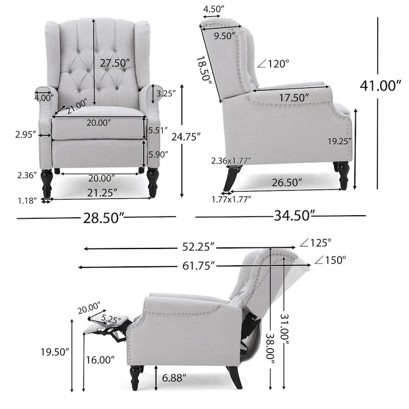 Fauteuils inclinables en tissu capitonné (lot de 2)
