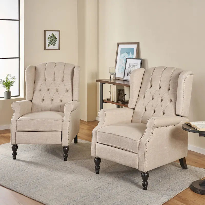 Fauteuils inclinables en tissu capitonné (lot de 2)