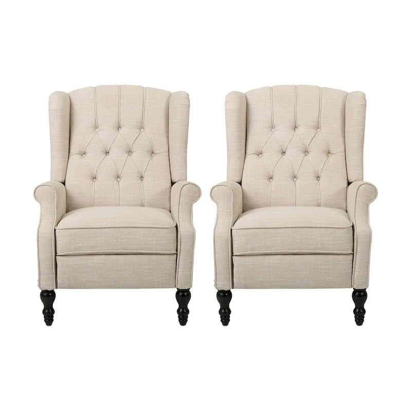 Fauteuils inclinables en tissu capitonné (lot de 2)
