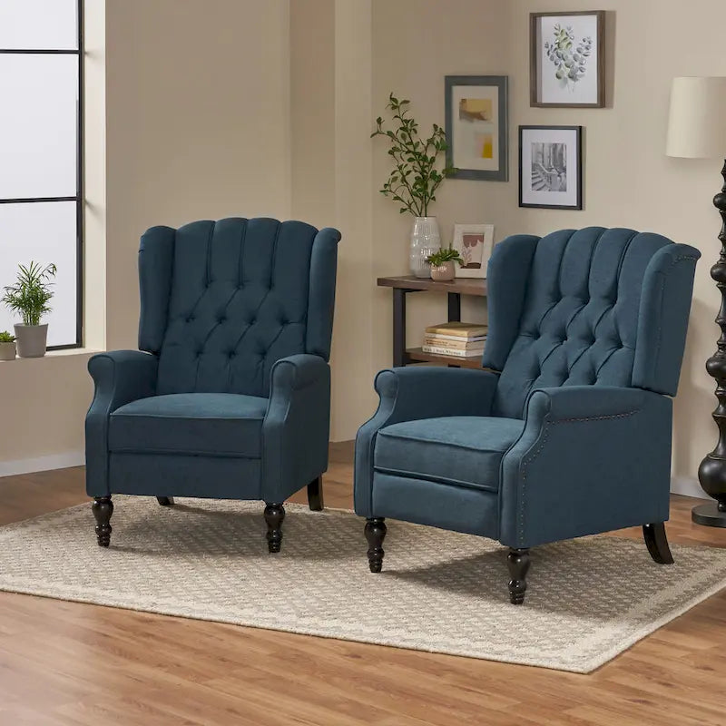 Fauteuils inclinables en tissu capitonné (lot de 2)