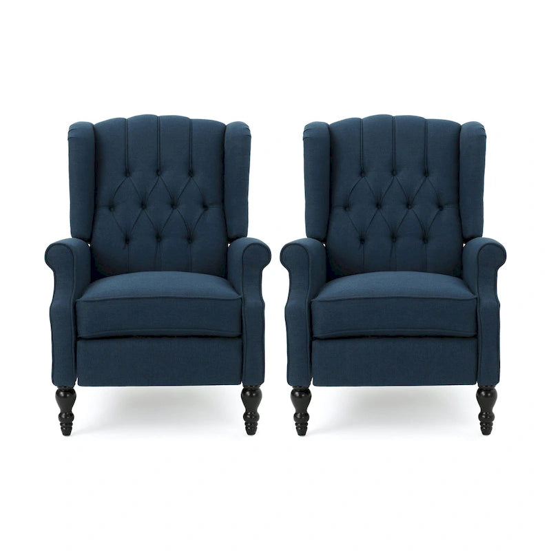 Fauteuils inclinables en tissu capitonné (lot de 2)
