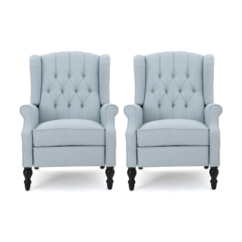 Fauteuils inclinables en tissu capitonné (lot de 2)