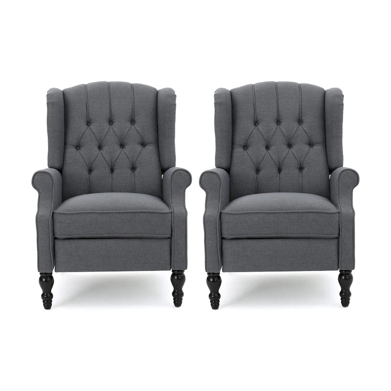 Fauteuils inclinables en tissu capitonné (lot de 2)