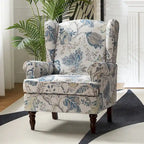 Traditional Fabric Accent Wingback Armchair with Turned Legs