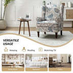 Traditional Fabric Accent Wingback Armchair with Turned Legs