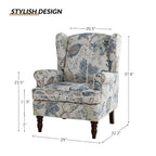 Traditional Fabric Accent Wingback Armchair with Turned Legs