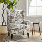 Traditional Fabric Accent Wingback Armchair with Turned Legs