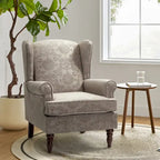 Traditional Fabric Accent Wingback Armchair with Turned Legs