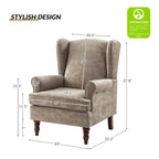 Traditional Fabric Accent Wingback Armchair with Turned Legs