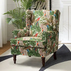 Traditional Fabric Accent Wingback Armchair with Turned Legs