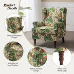 Traditional Fabric Accent Wingback Armchair with Turned Legs
