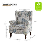 Traditional Fabric Accent Wingback Armchair with Turned Legs