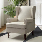 Traditional Fabric Accent Wingback Armchair with Turned Legs