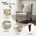 Traditional Fabric Accent Wingback Armchair with Turned Legs